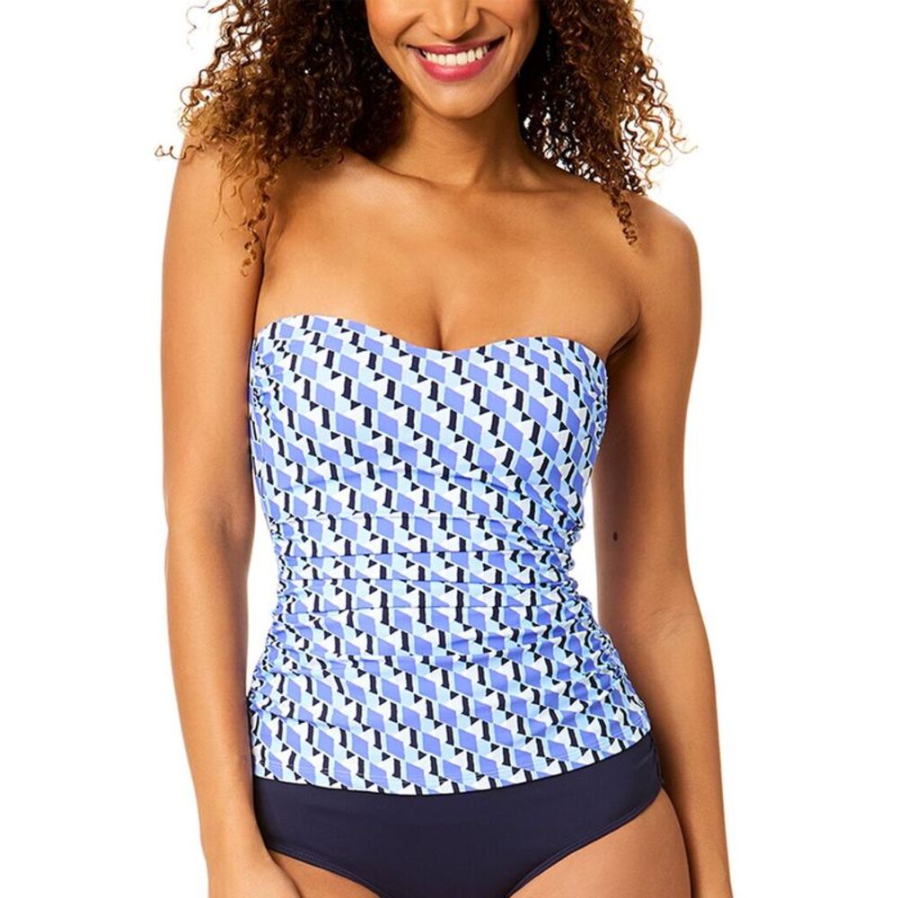 Anne Cole Womens Shirred Strapless Bandeau Tankini